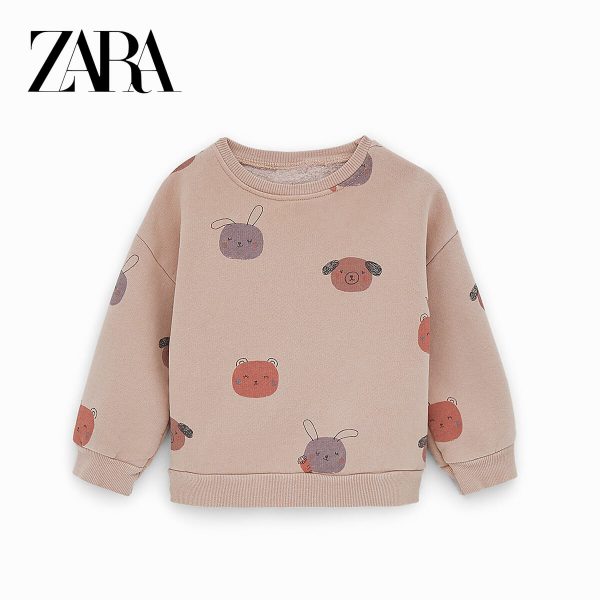 پلیور توپنبه ای دخترانه 25858 سایز 3 ماه تا 4 سال مارک ZARA