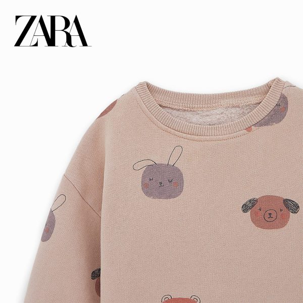 پلیور توپنبه ای دخترانه 25858 سایز 3 ماه تا 4 سال مارک ZARA