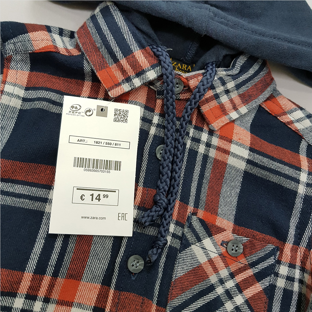 پیراهن کلاه دار پسرانه 29944 سایز 2 تا 12 سال کد 2 مارک ZARA