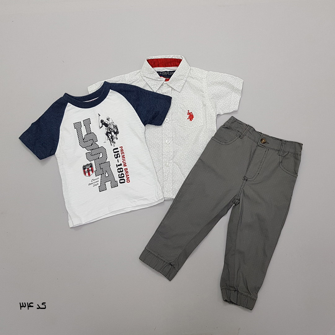 ست سه تکه پسرانه 27519 سایز 12 ماه تا 7 سال مارک US POLO ASSN