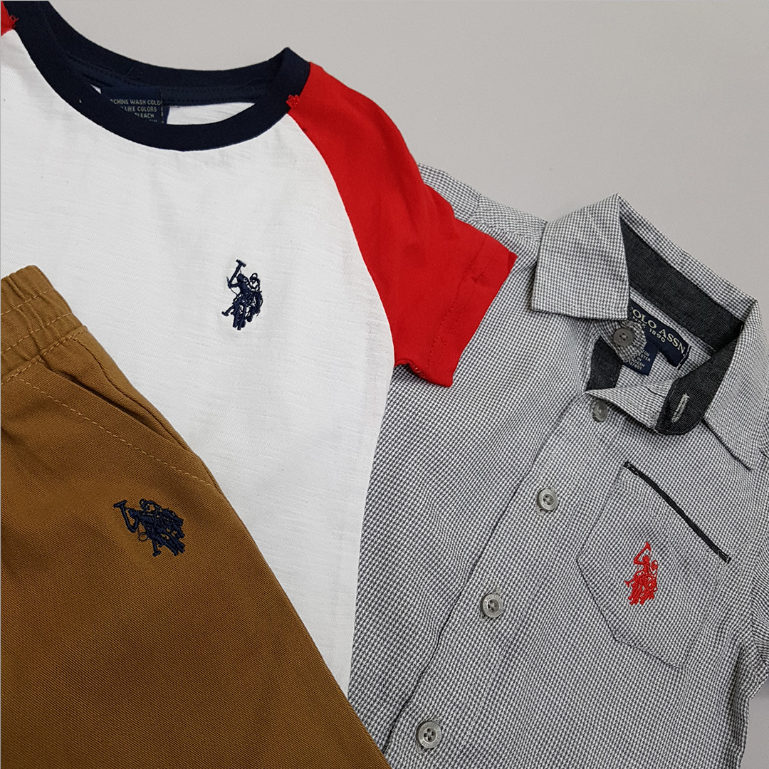 ست سه تکه پسرانه 27519 سایز 12 ماه تا 7 سال مارک US POLO ASSN