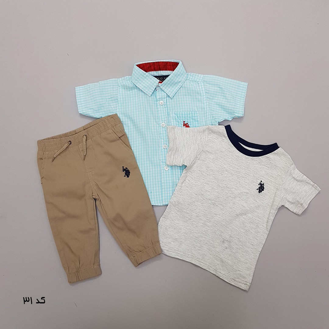 ست سه تکه پسرانه 27519 سایز 12 ماه تا 7 سال مارک US POLO ASSN   *