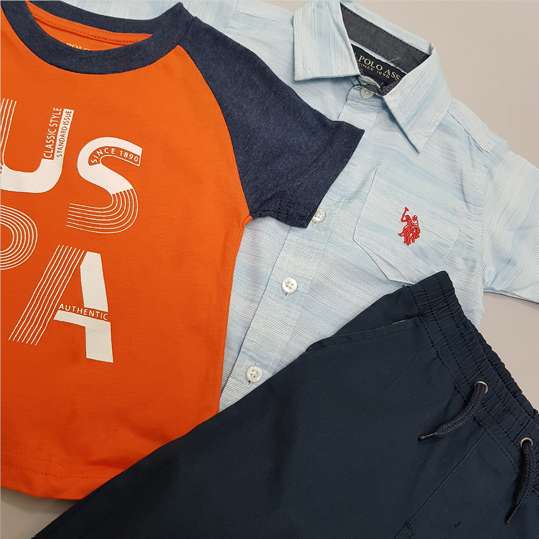 ست سه تکه پسرانه 27519 سایز 12 ماه تا 7 سال مارک US POLO ASSN   *