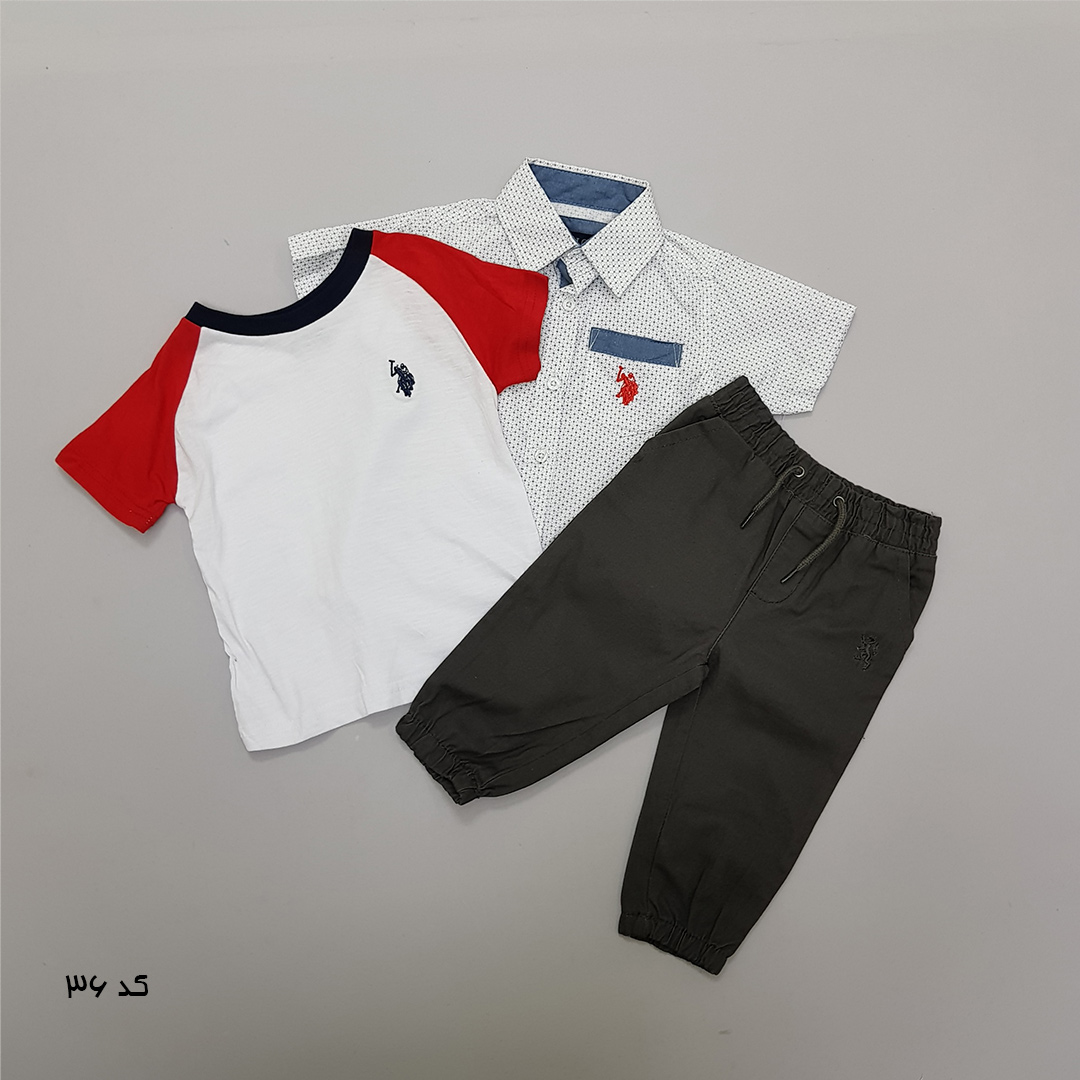 ست سه تکه پسرانه 27519 سایز 12 ماه تا 7 سال مارک US POLO ASSN   *