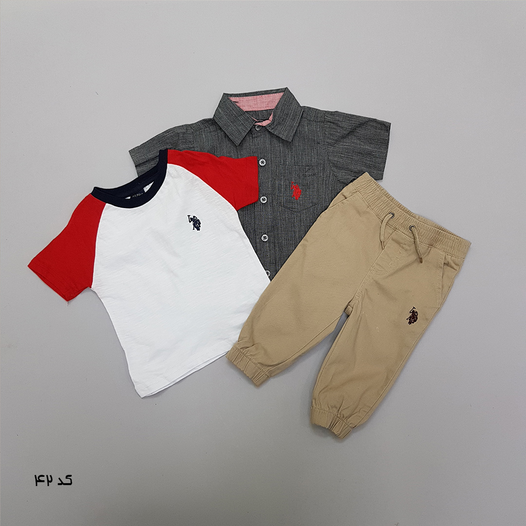 ست سه تکه پسرانه 27519 سایز 12 ماه تا 7 سال مارک US POLO ASSN   *