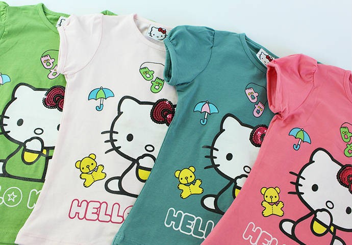 تی شرت دخترانه 100275 سایز 5 تا 8 سال مارک HELLO KITTY محصول بنگلادش