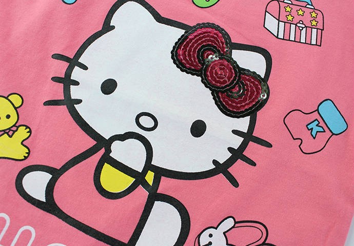 تی شرت دخترانه 100275 سایز 5 تا 8 سال مارک HELLO KITTY محصول بنگلادش