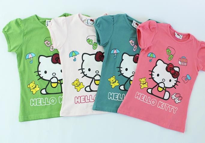 تی شرت دخترانه 100275 سایز 5 تا 8 سال مارک HELLO KITTY محصول بنگلادش