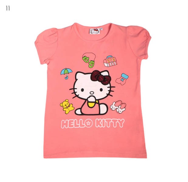 تی شرت دخترانه 100671 سایز 5 تا 8 سال مارک HELLO KITTY