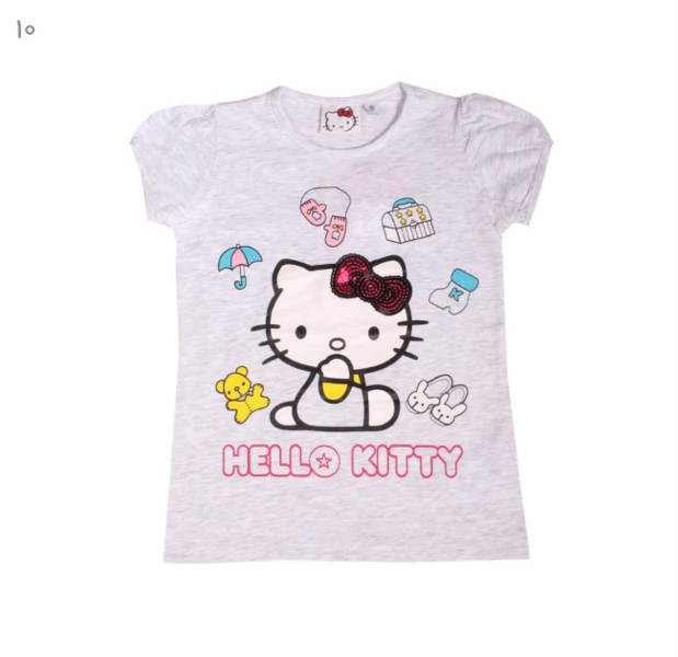 تی شرت دخترانه 100671 سایز 5 تا 8 سال مارک HELLO KITTY