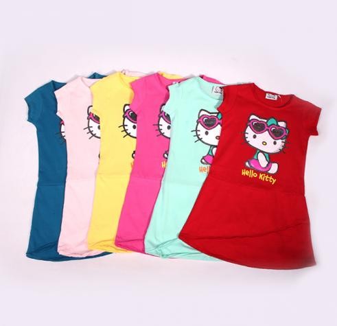 تی شرت دخترانه 100736 سایز 4 تا 10 سال مارک HELLO KITTY 