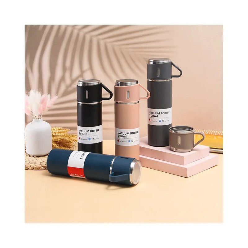 فلاسک مدل 3 کاپ VACUUM گنجایش 0.5 لیتر به همراه لیوان مجموعه 3 عددی کد 802172