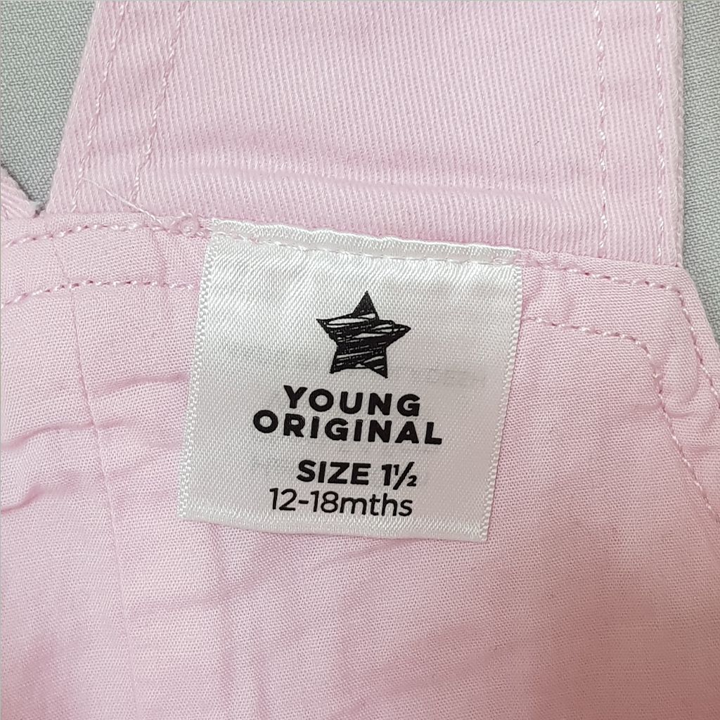 پیشبندار جینز دخترانه 28189 سایز 6 تا 24 ماه مارک Young Original