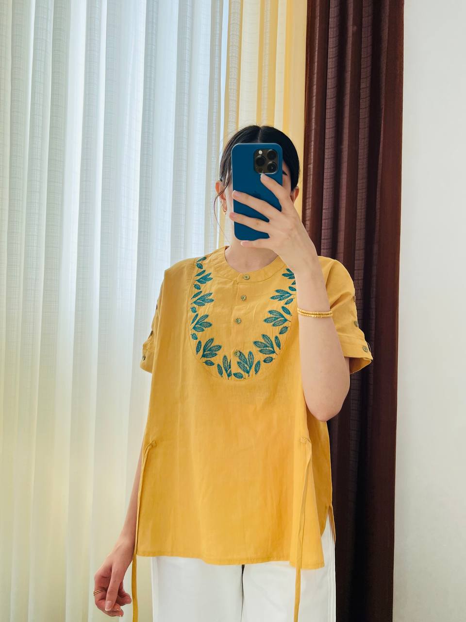 بلوز گلدوزی کمربندی زنانه کد 417778