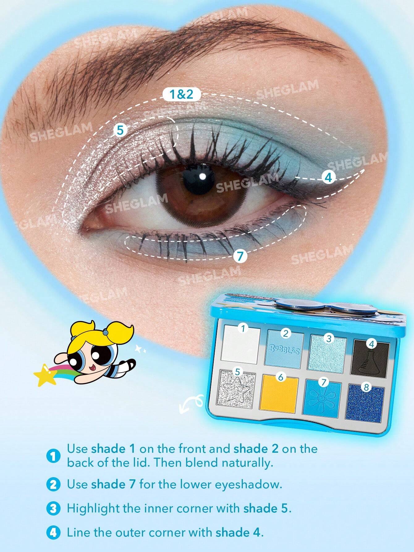 پالت سایه چشم مات شایمر لیدر شیگلم The Powerpuff Girls X SHEGLAM  کد 2714